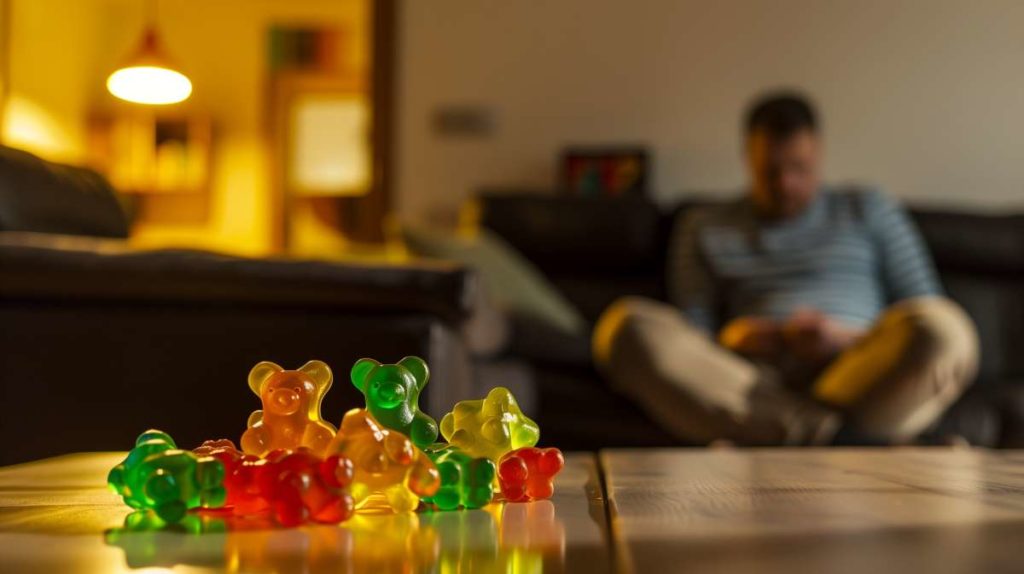 gummies au thc sur une table